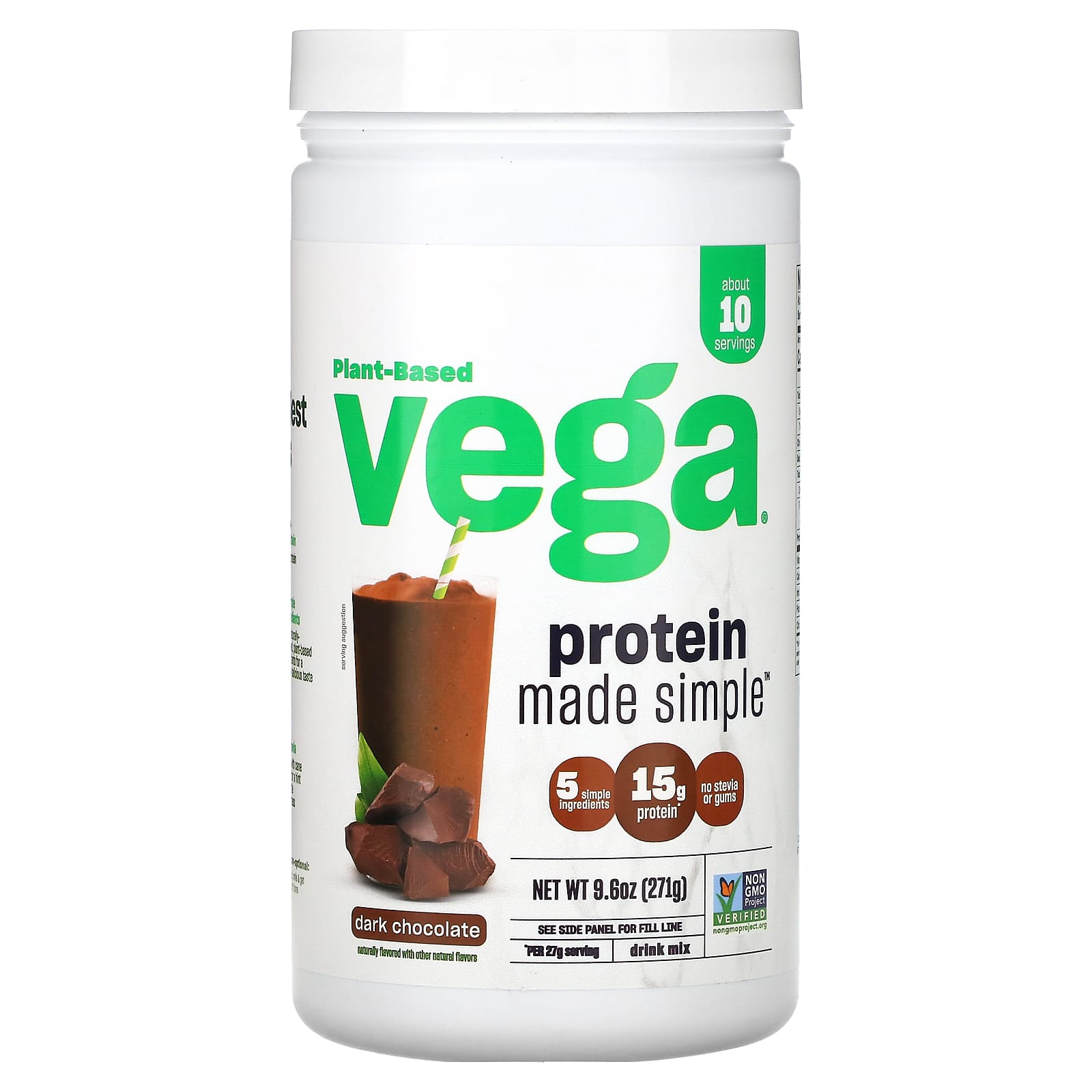 

Vega, Simple Plant Protein, Dark Chocolate, 9.6 oz (271 g)
