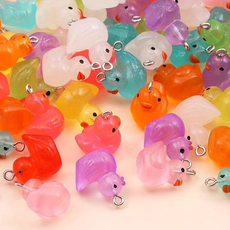 20Pcs Random Mix Colorful Luminous Duck Charms Cute Animal Pendants For Jewelry Making Diy Necklace Bracelet Earrings Key Chain