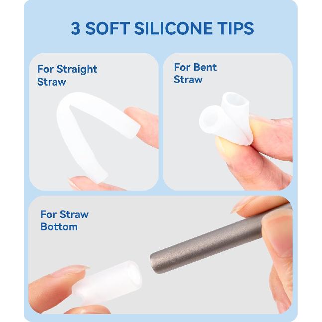 Heavy - Duty Titanium Straws 8.5" Reble for 20 Oz Tumblers | Metal Drinking Straws for All Kinds of Hot & Cold Drinks, Eco Conscious, BPA Free with