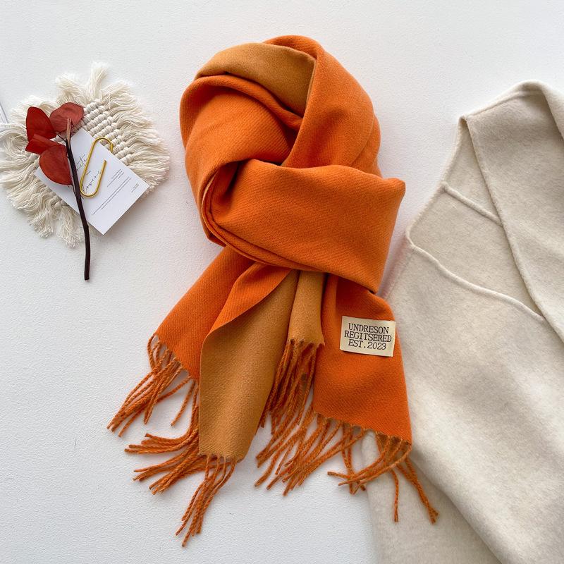 Double-sided solid color imitation cashmere scarf women's winter new thickened warm scarf student scarf shawl