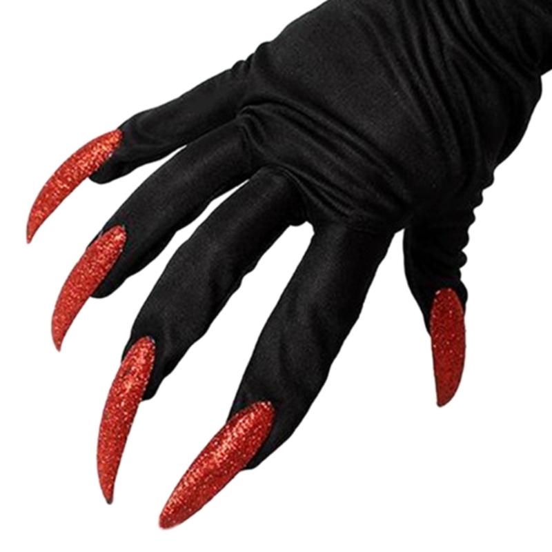 Halloween Geisterhandschuhe Lange Nagelhandschuhe Halloween Vampirhandschuhe mit Nägeln Lange Geisterklauenhandschuhe Halloween Streichrequisite