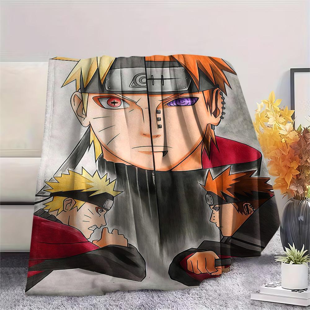 1PC Naruto Vs Pain Patterned Flannel Blanket Suitable For All Seasons For Home Decor Warmth And Comfort Gifts Holiday Present