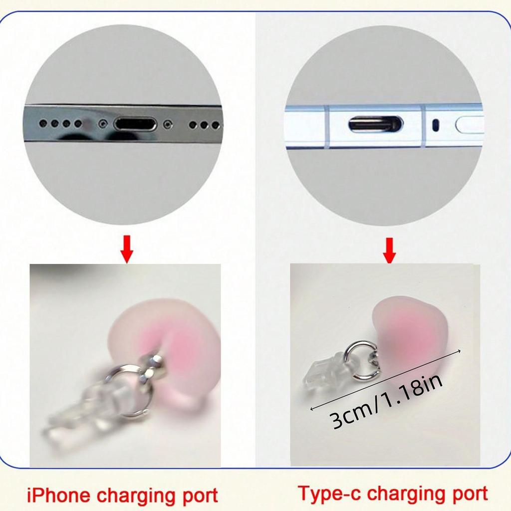 Gradient Heart Shaped Phone Dust Plug Pendant, Heart-Shaped Pendant Suitable for IPhone/Type-C Universal Phone Accessories