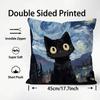 Black C-cat Cushion Cover Premium Comfort Reversible Pillow Cover - Dual - Use Design for Home & Car