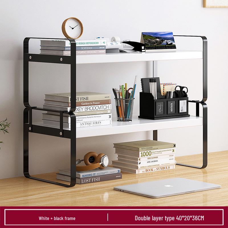Wrought Iron Desktop Bookshelf for Bedroom, Living Room, or Office - Small, Simple Tabletop Organizer
