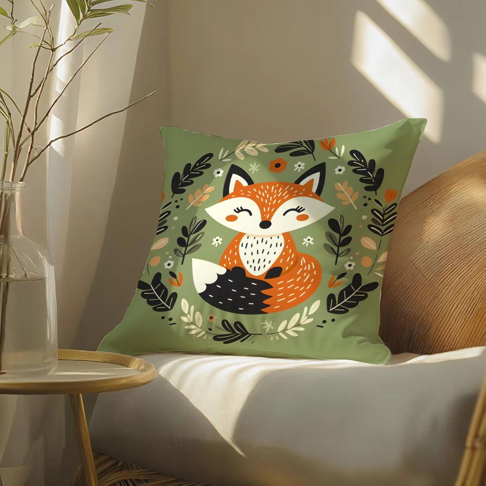 Animal And Natural Floral Prints Pillow Case Double-Sided Plush Sofa Cushion Covers Organic Breathable Invisible Zipper