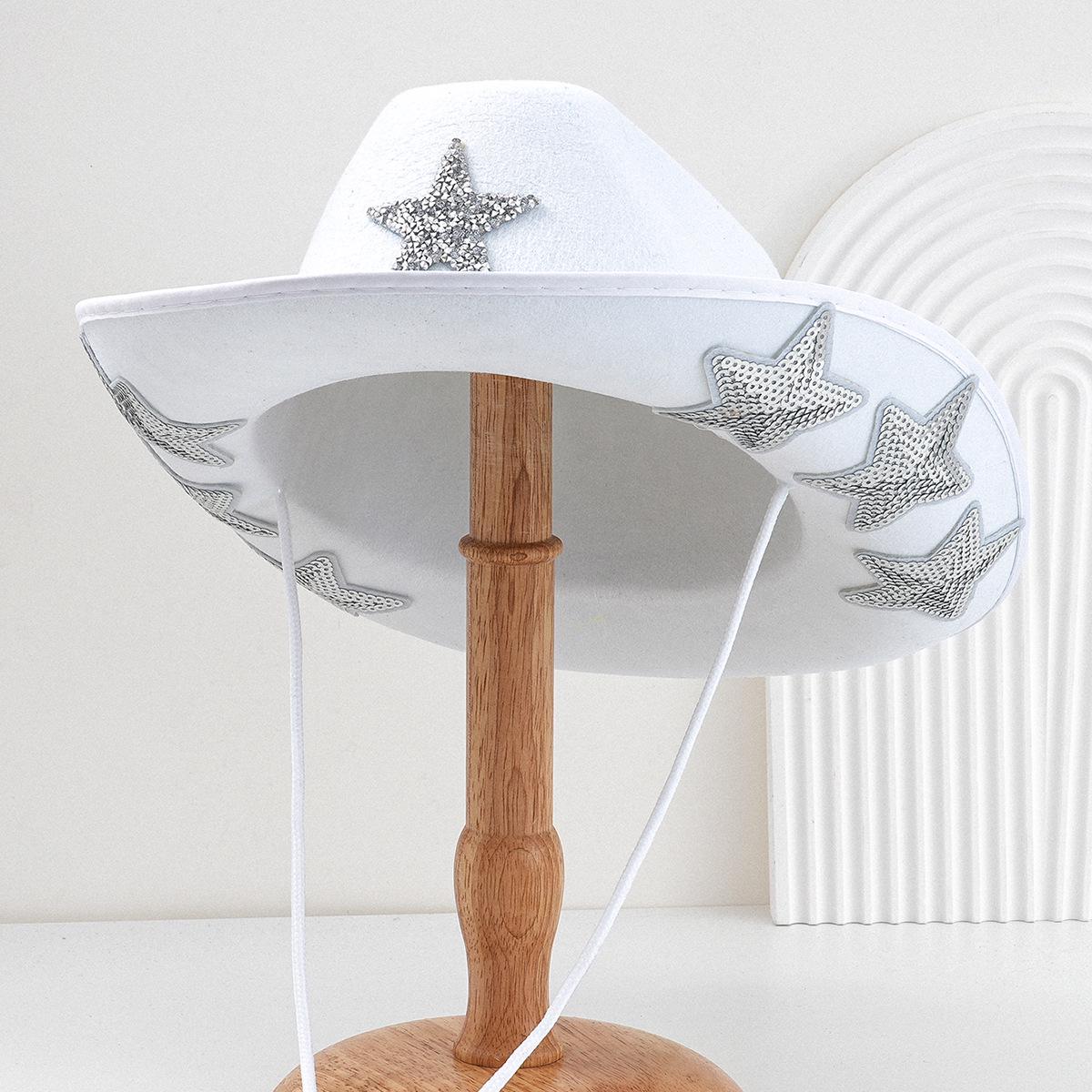 

Женская роскошная шляпа с пайетками в виде звезды и стразами - Элегантные аксессуары для вечеринки и выпускного M (56-58cm) белый