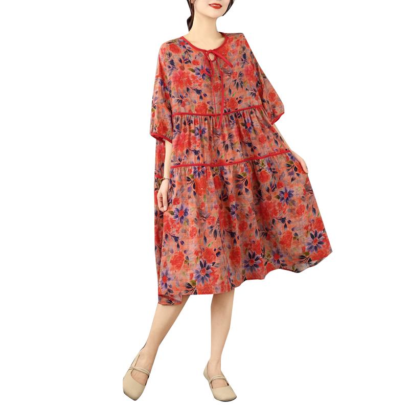 DIMANAF New 2026 Women Plus Size Summer Long Dress Sundress Loose Oversize Maxi Lady Floral Cotton Beach Dress