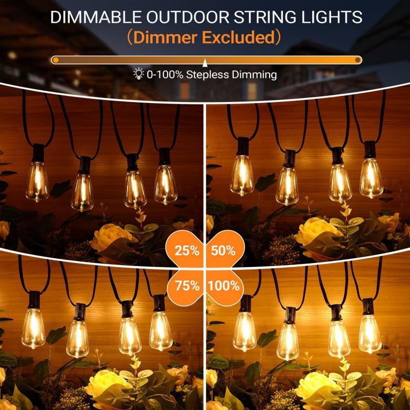 Solar LED Retro ST38 G40 Outdoor Waterproof String Lights for Camping and Courtyard Atmosphere