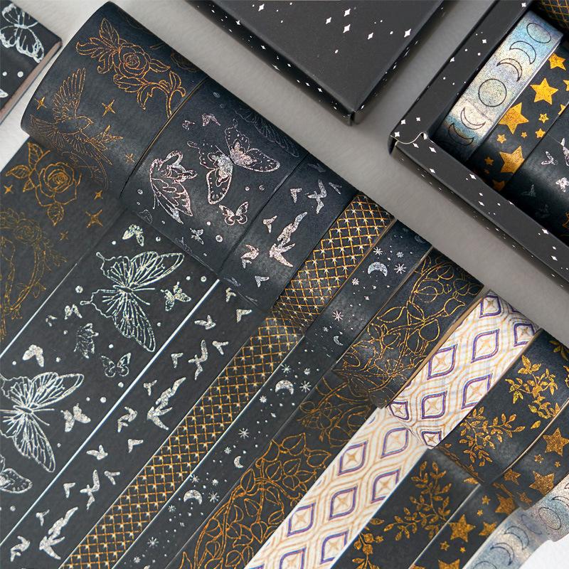 10 Rolls/Set Gold Vintage Scrapbooking Tape 3m Kawaii Masking Tape Vintage Floral Decorative Adhesive Sticker Scrapbooking Diary