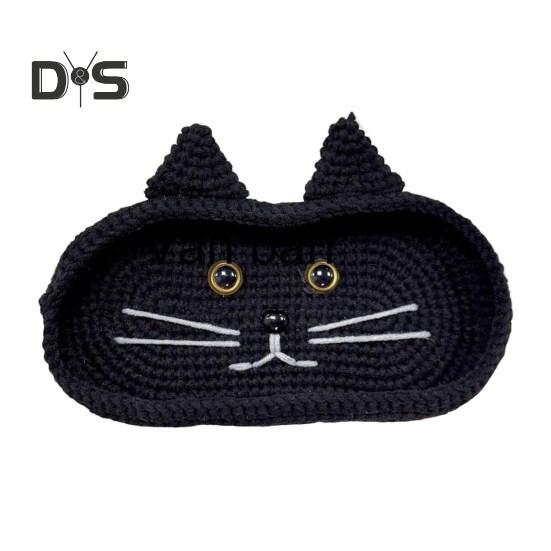 Heklet Katte Brilleholder Håndlaget Vaskebjørn Brilleorganisator Dekorativ Brille Solbrille Utstillingsstativ Gave til Dyreelskere