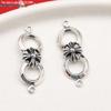 Sterling Silver Elephant & Leaf Double Charm Beads with OT Clasp for DIY Jewelry