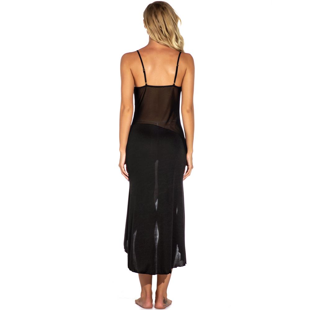 S-6XL Plus Size European & American Sexy Splicing Suspender Long Lingerie Dress