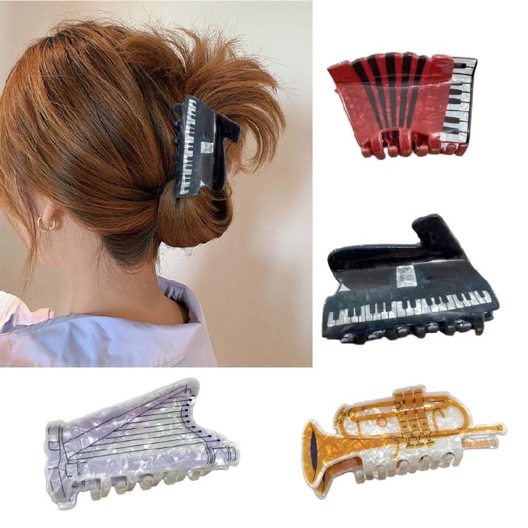 Multipurpose Acrylic Hair Claw Clip Musical Instrument Design Hairpin Hair Ornament For Women Gift For Music Lover