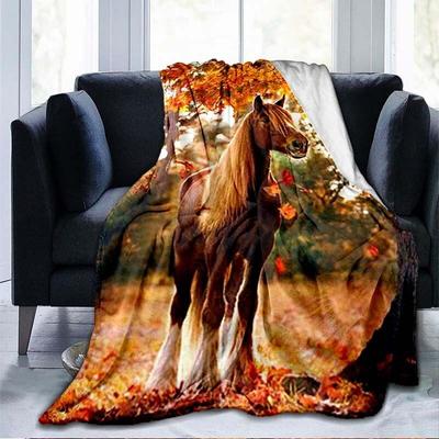 Manta de Caballo y Rosa Animales Mantas de Franela Mantas con Estampado Artístico 3D Mantas para Sofá Cama para Adultos Niños Mantas de Tiro Decoración del Hogar