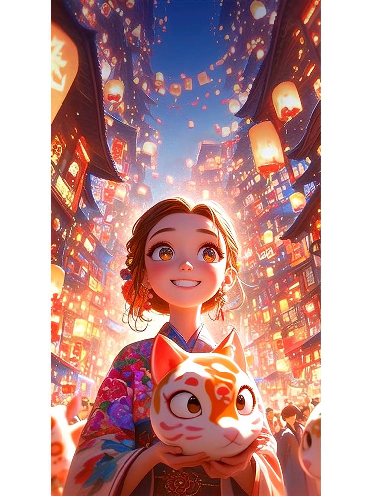 5D Cartoon Diamond Painting Anime Character Landscape Full Round Square Mosaic Embroidery Cross Embroidery Set Home Decoration