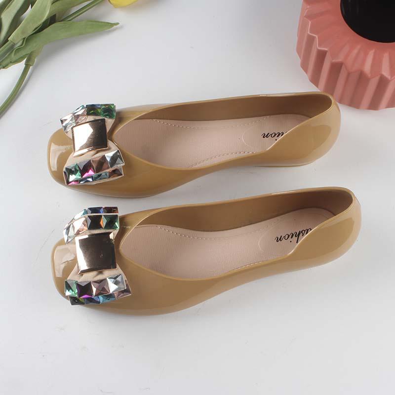 Yuzhihao Women s Summer Low-Cut Rhinestone Sandals - Round Toe, Closed Heel, Flat Style Size 40
