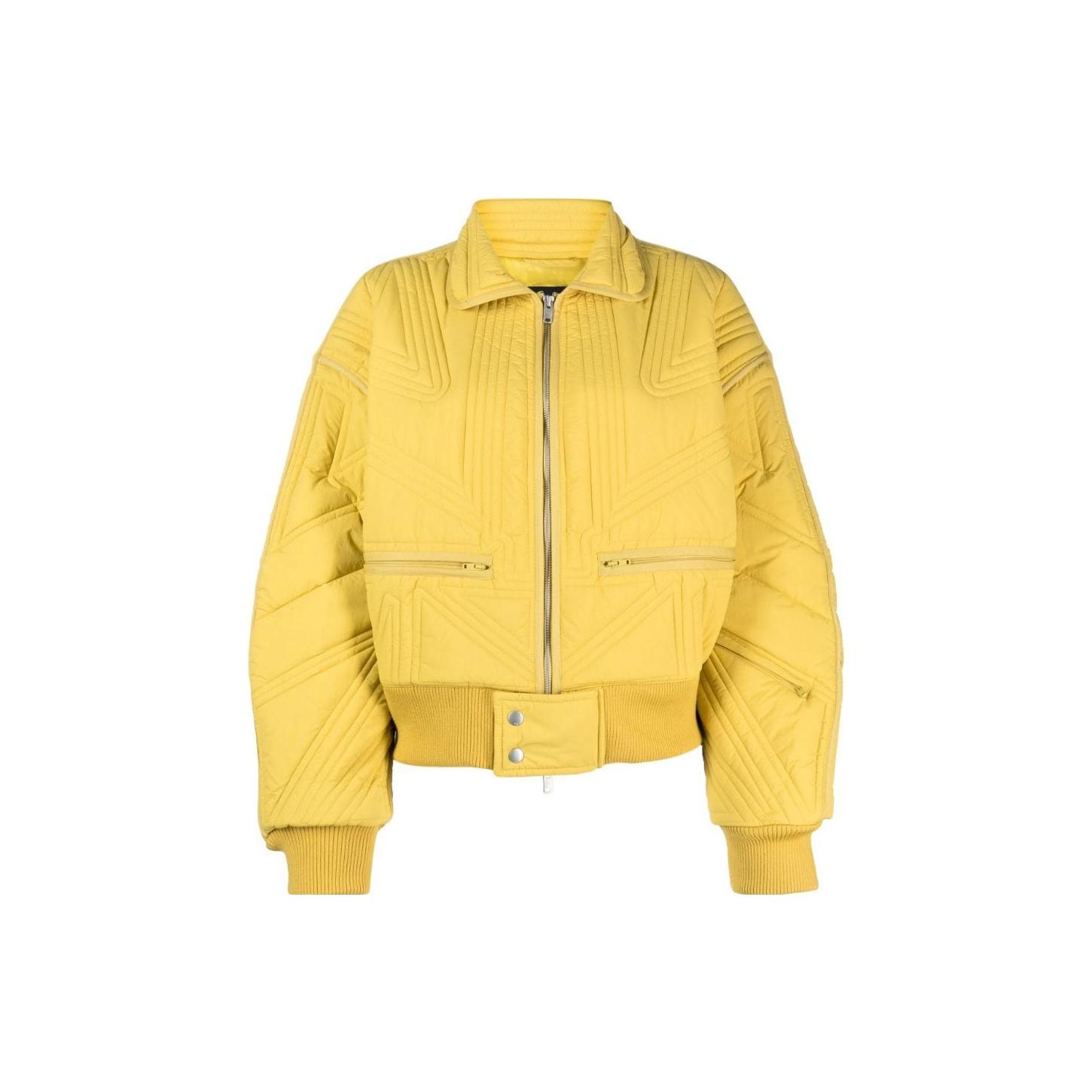 

Y-3 Однотонная приталенная куртка на молнии с длинными рукавами Женские куртки Желтый IP7930 M