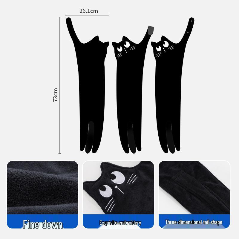 Ultra-Absorbent Cat Embroidery Hand Towel - Cute, Soft, Hanging Kitchen Towel for Kids Black - Rolling Eyes
