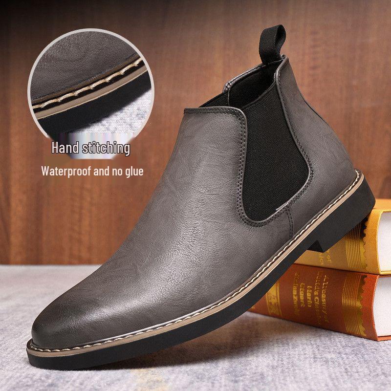 

Мужские челси в британском стиле - Нескользящие, Дышащие, Ретро кожаные ботильоны на весну и осень Size 45