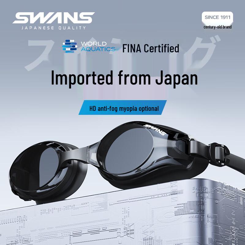 SWANS Japanese Imported Anti-Fog HD Swimming Goggles Flat