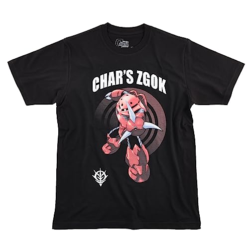 

EVERSOUL Mobile Suit Gundam T-Shirt, Short Sleeve, Char s Z Gok, Zeon Mobile Suit, Men s, Black, Size L [Parallel Import]