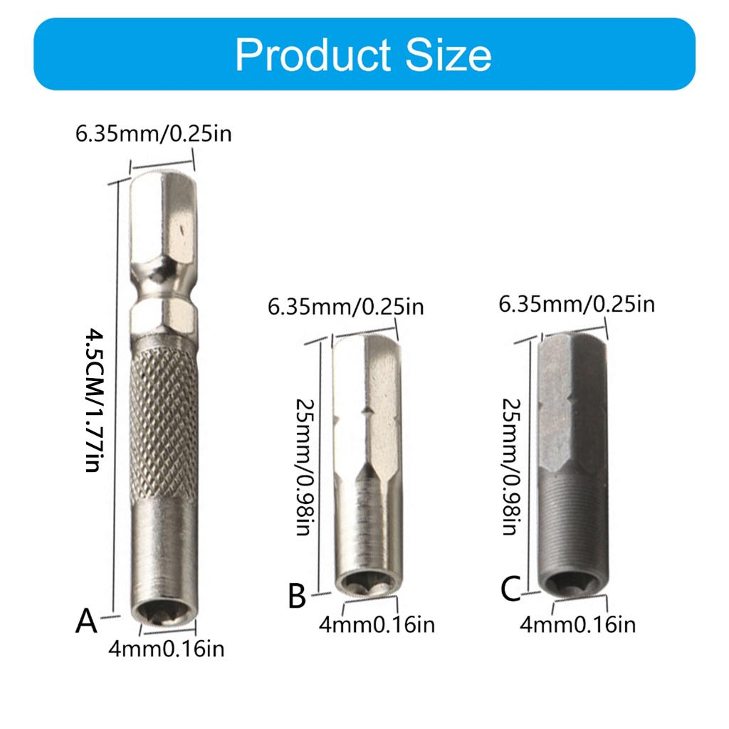 2Pcs Hex Shank Adapter Converts 6.35mm 1/4Inch To 4mm Bits Socket Holder Screwdriver Inserts Bit Adapter Converters