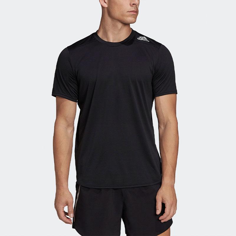 Adidas T Shirts Men's Black Crew Neck Moderate Straight Fit HC9836