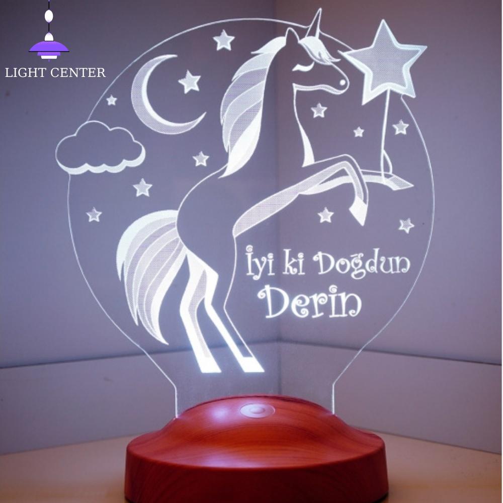 3D Customizable/ Unicorn Horse Night Lamps Kids Led Light Desk Decor Room Lamp Cool Stuff Gift Box