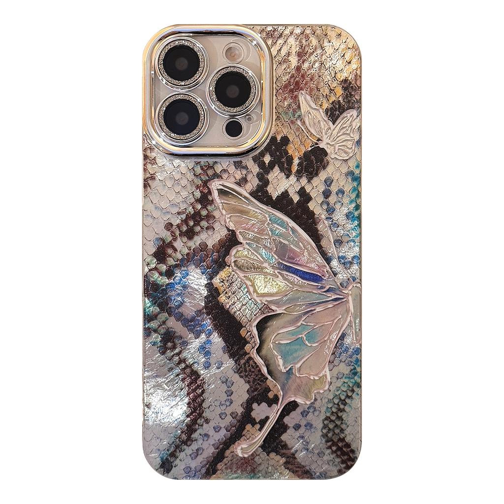 Artistic Butterfly Python Pattern for16 for Apple 17promax Mobile Phone Case for IPhone14 High-end Sense 13 All Inclusive 11