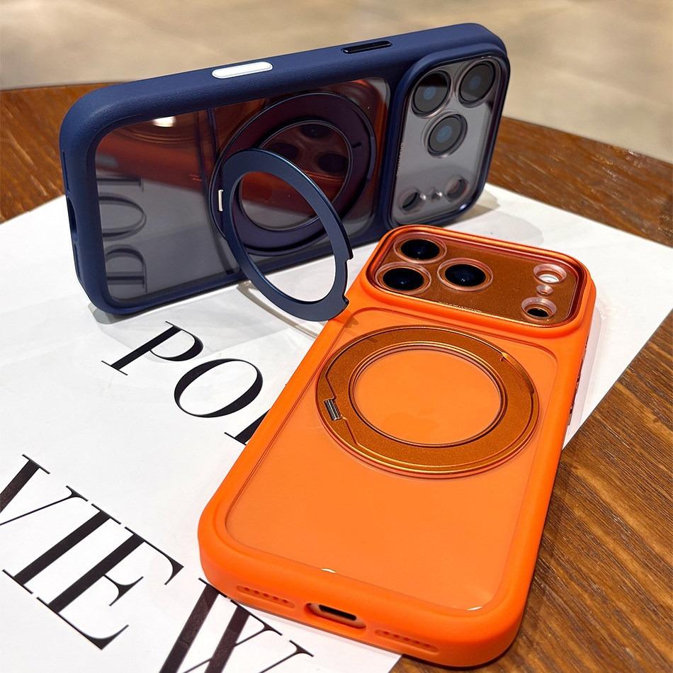 For  Rotating Bracket Transparent Acrylic Case for For Iphone 17 16 Pro Max Ring Holder Stand Acrylic Shockproof Clear Cover