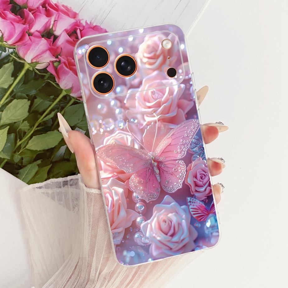 For Apple iPhone 17 Pro Max Case Luxury Flowers New Painted Cover Clear Silicone Case For iPhone 17 Air iPhone17 Pro Soft Fundas