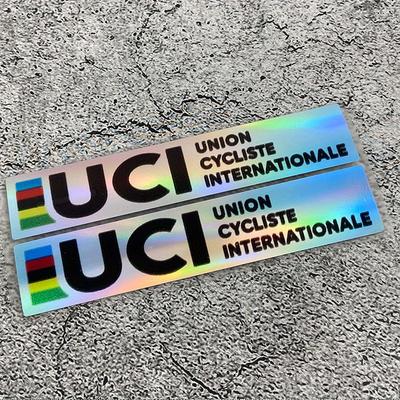 2 Stück UCI-zertifizierter lasergeschnittener Fahrradsattelstangen-Aufkleber, UV-Gradient Regenbogen, wasserfest, kratzfest, Vinyl-Aufkleber