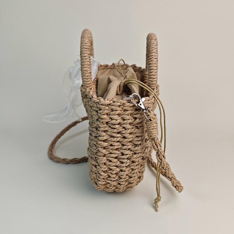 New Fashion Women Woven Bag Portable Basket Female Summer Popular Crossbody Straw Bag Beach Purses and Handbags