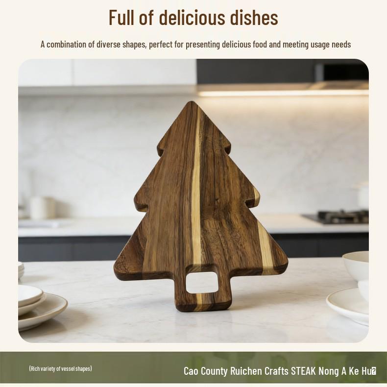 Acacia Wood Cutting Board: Solid Kitchen Chopping Board & Multi-Use Dining Plate