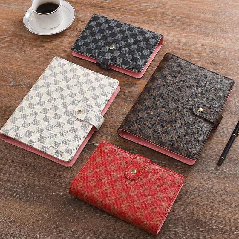 Authentic Cross Pattern A5 Notebook, Loose-Leaf A7 Checkered Planner, A6 Leather Notebook with Horizontal Ruled Pages