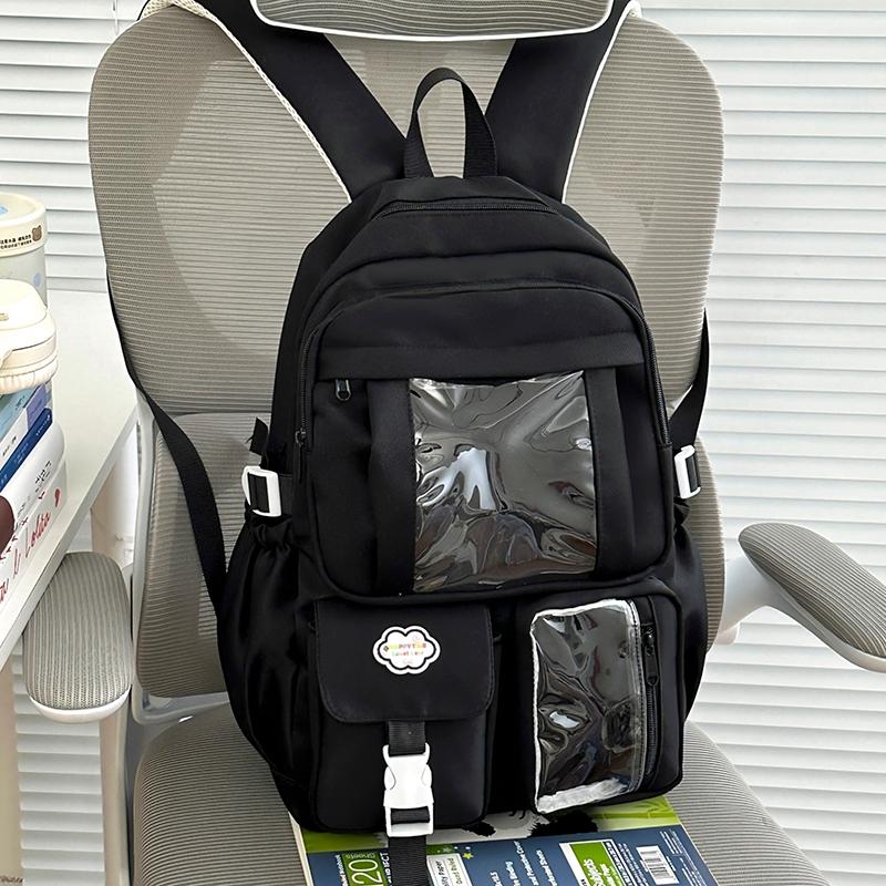 Color Block Student Schoolbag Multi-functional Large Capacity Backpack Lightweight Travel Backpack
