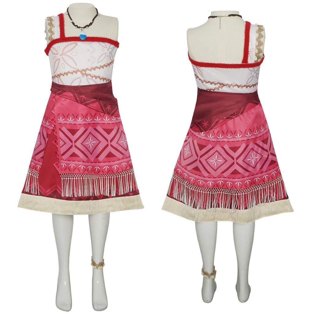 Moanaa Cosplay Costume Women Adventure Outfit Skirt Set Princess Dress Up With Necklace For Halloween Carnival Party