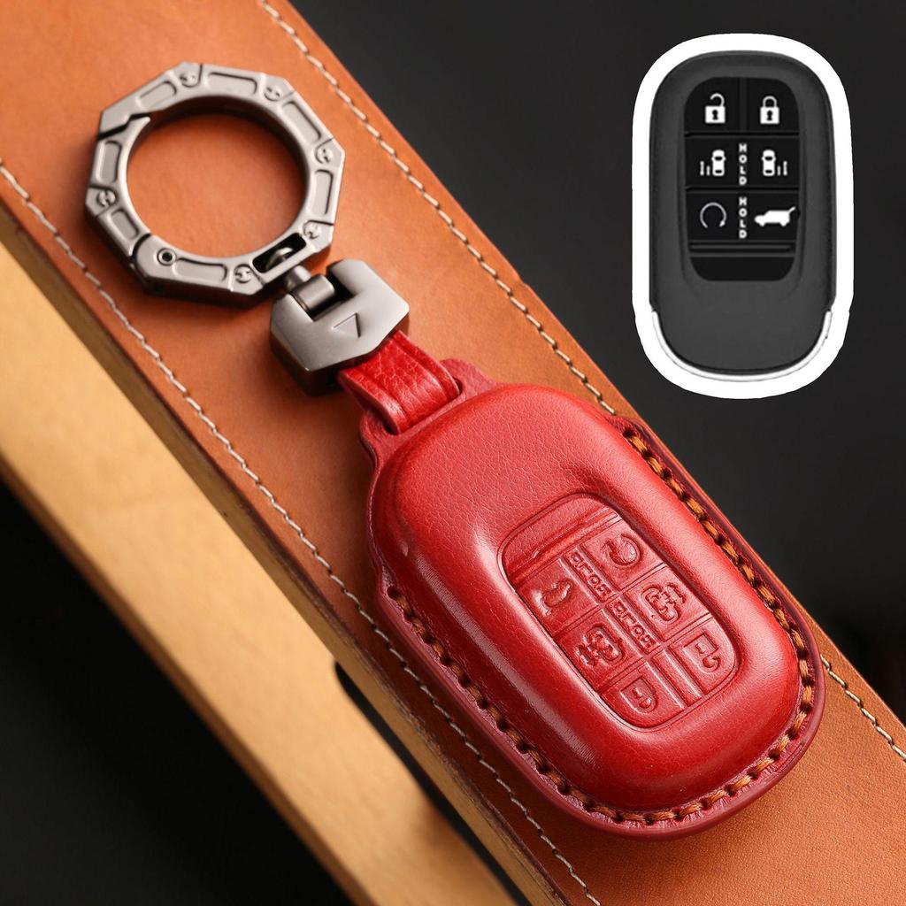 2024 Honda Odyssey & Elysion Key Cover: Genuine Leather Remote Control Case with Buckle.