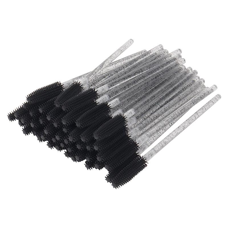 Silicone Crystal Rod Disposable Mascara Brushes, Portable Style, 50-Piece Bag, Convenient Eyelash Comb