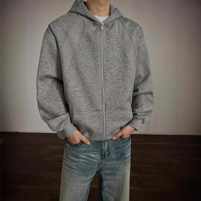 Mens Right Shoulder Sweatshirt Autumn Zipper Cardigan Jacket