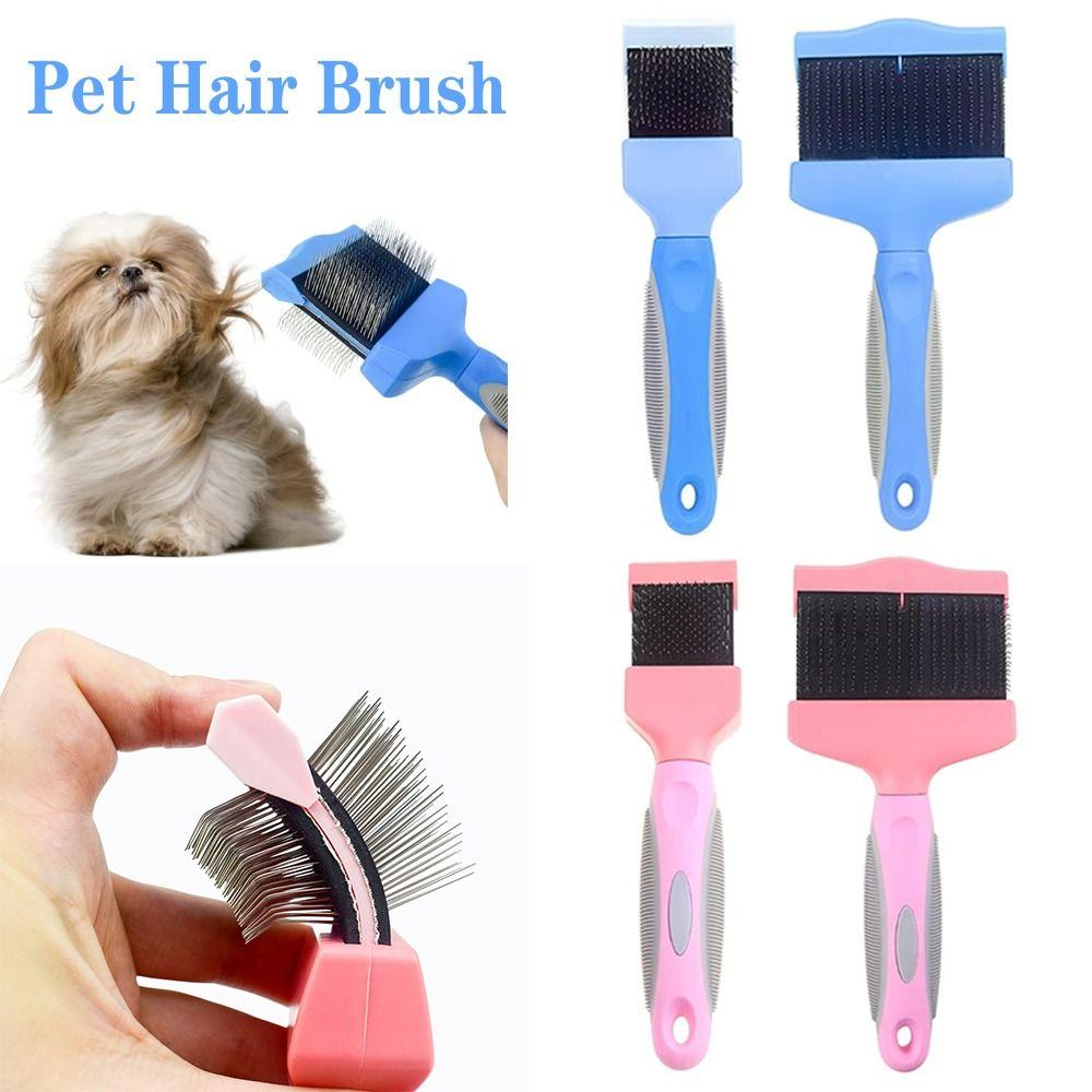 Stainless Steel Pet Hair Brush Pet Grooming Double Sided Pet Hair Detangling Comb Non-slip Grip Pet Hair Cleaning Comb Dogs