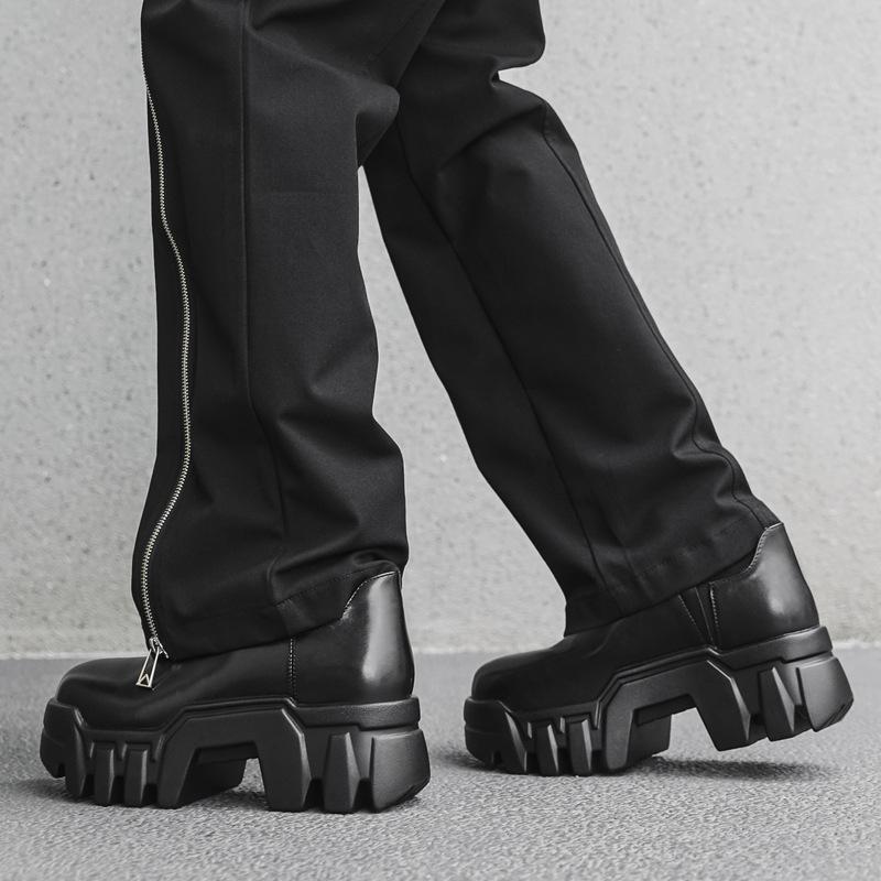 Gear Big Head Derby Shoes Men'S Commuting One-Pedal Loafers Muffin Platform Leather Shoes 66644-J