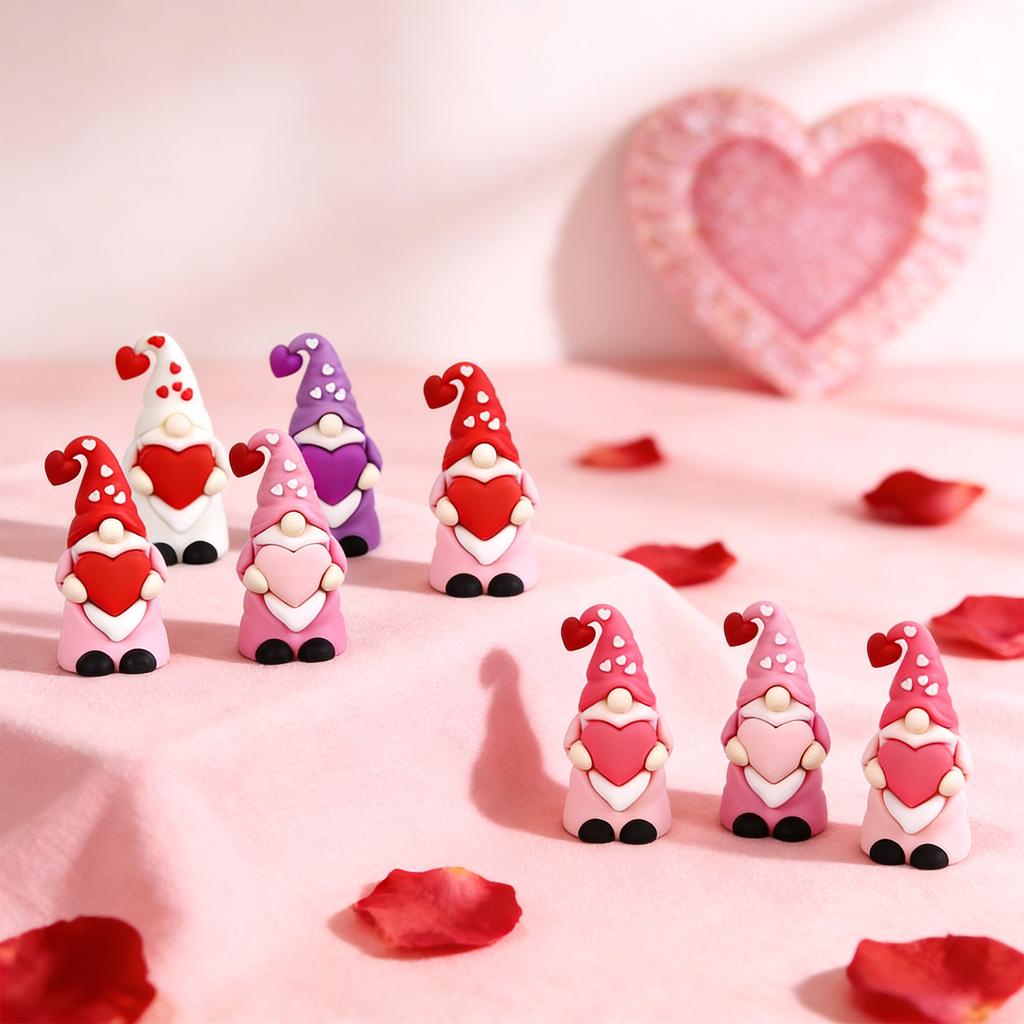 Valentine's Day Gnomes Figures –Cute Gnome Decorations, Valentine's Day Heart Gnomes Figurines, Valentine's Day Collectible Figurines For Home