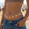 Vintage Gold Color Waist Chain for Women Elegant Hollow Oval Imitation Pearl Link Belly Chain Girl Beach Party Versatile Jewelry