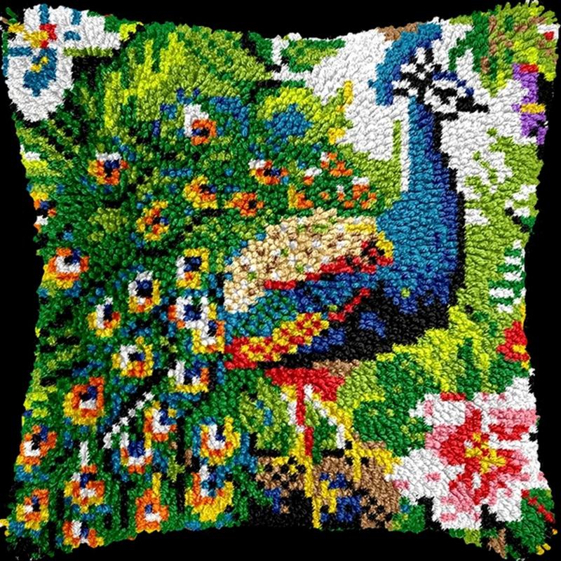 Diy Latch Hook Duck Rabbit Cushion Pillowcase Canvas Crocheting Carpet Embroidery Pillow Latch Hook Kit Knitted Knot Carpet Deco