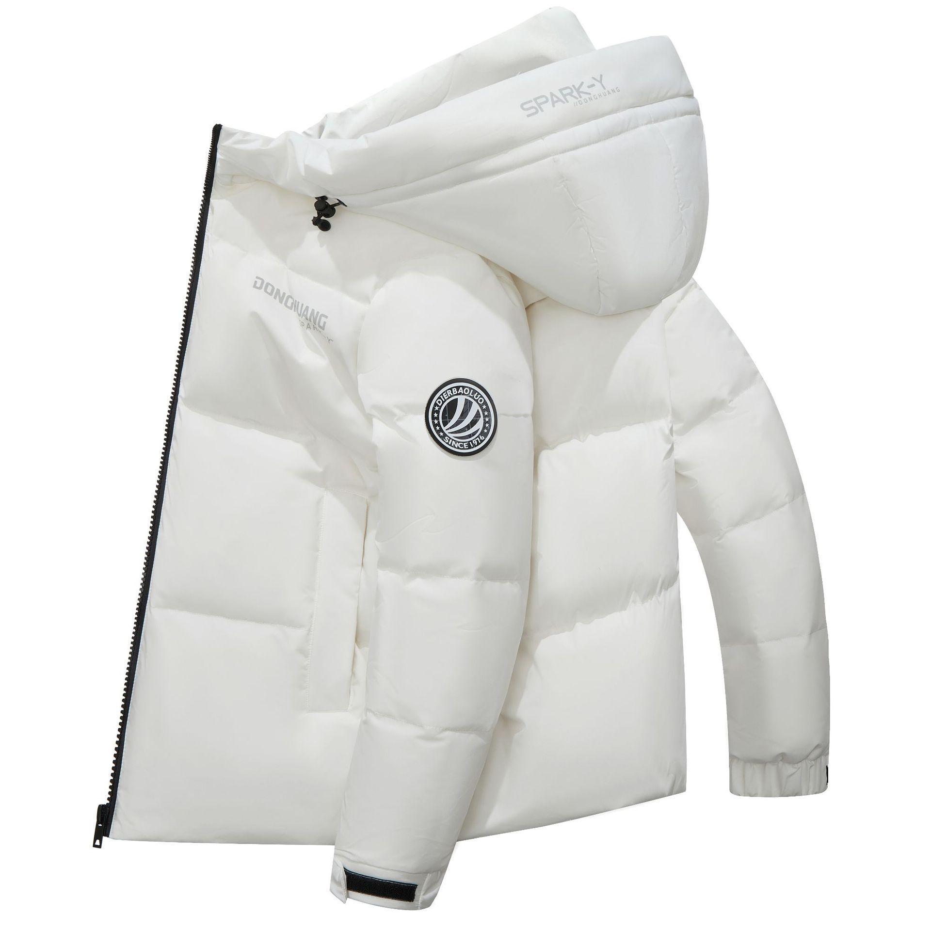 

Slim Fit Winter Down Jacket for Men, Warm Puffer Jacket, White Duck Down, Korean Style, Thickened Down Coat for Men 3XL білий