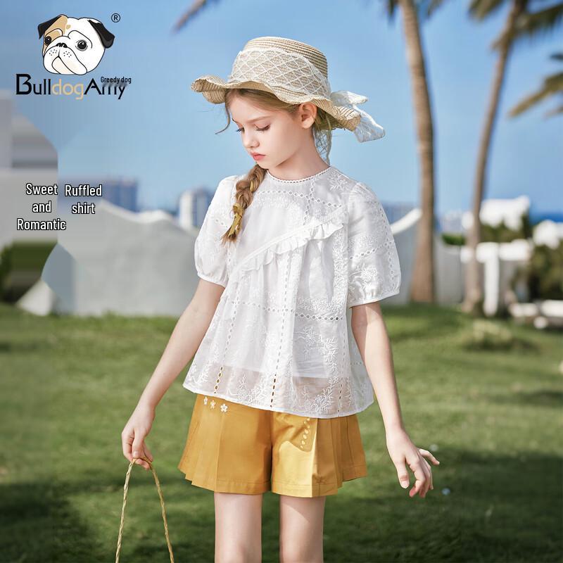 

CHANZUIGOU Girls French Embroidered Short Sleeve Blouse 150 cm