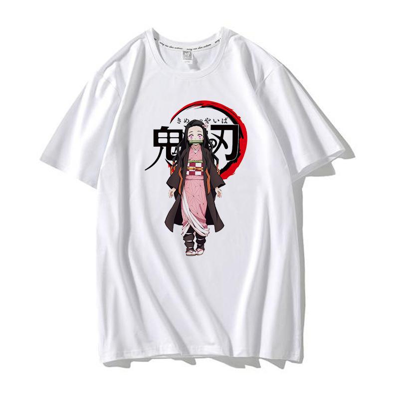 Casual Anime Demon Slayer Kimetsu No Yaiba Graphics Women T-Shirt Summer Loose Blouse 90S O-Neck Ladies White Kids Tops Men Tees