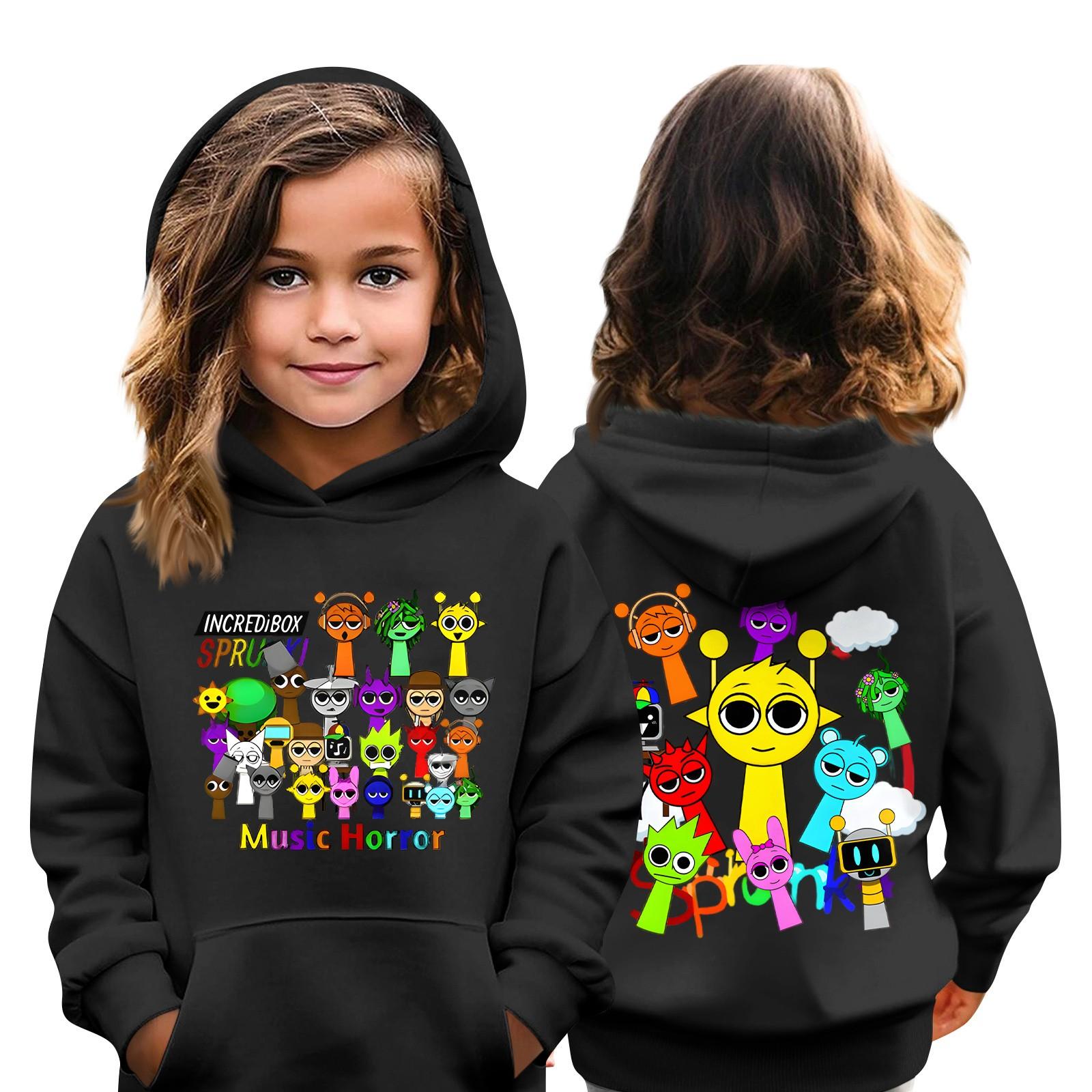 

Детская мода повседневная верхняя часть с принтом музыкальной игры пуловер свитшот 140 чёрный